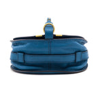 Chloe Teal Grained Calfskin Small Marcie Saddle Crossbody