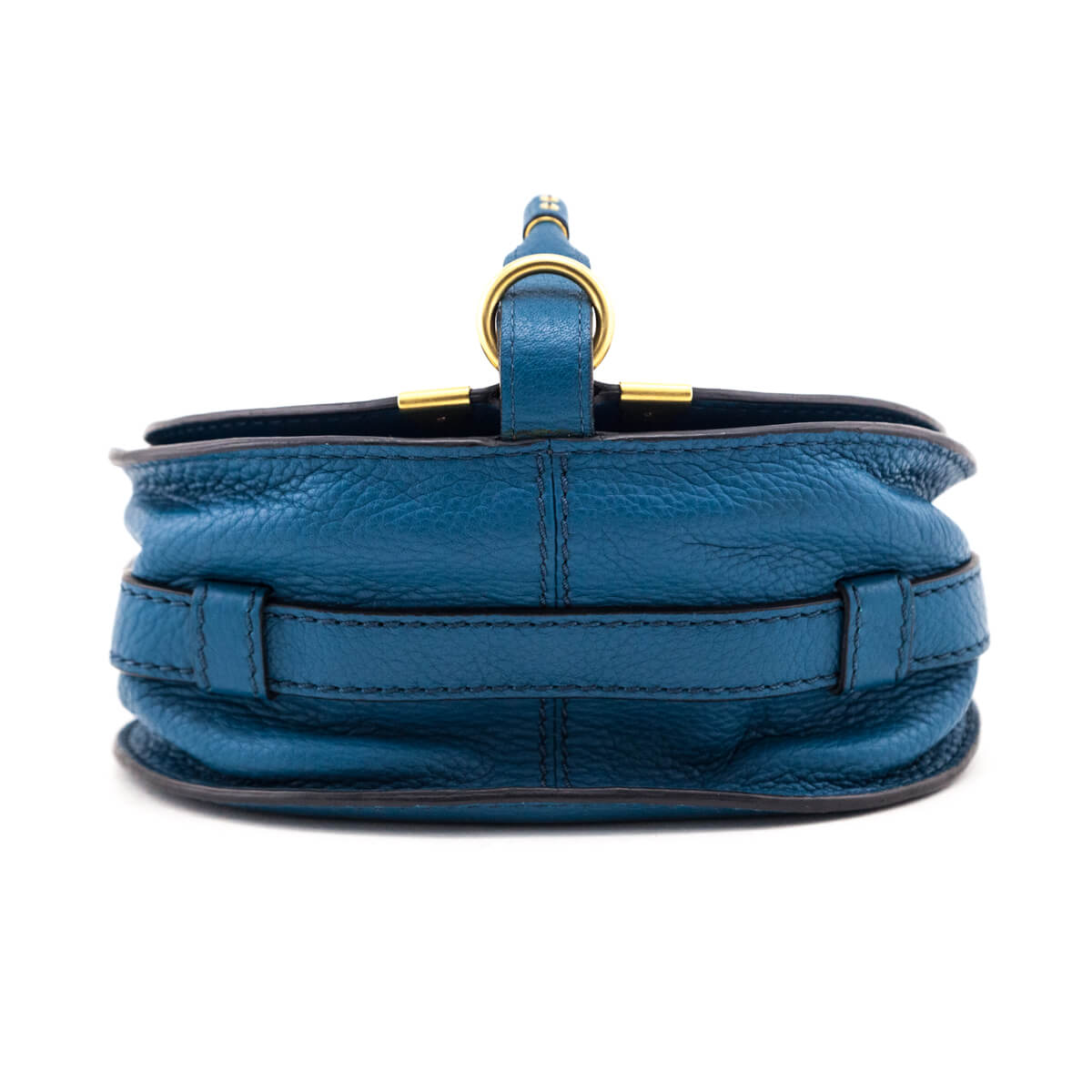 Chloe Teal Grained Calfskin Small Marcie Saddle Crossbody