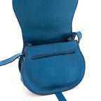 Chloe Teal Grained Calfskin Small Marcie Saddle Crossbody