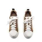 Chloe White & Tan Leather Low Top Lauren Sneakers Size US 6 | US 36