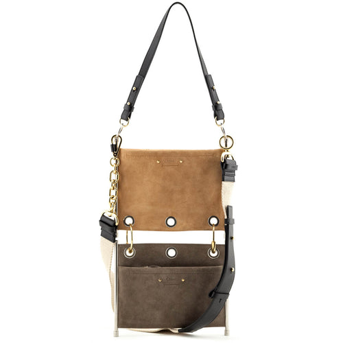 Chloe Blushy Pink Two-Tone Suede & Leather Roy Convertible Shoulder Bag