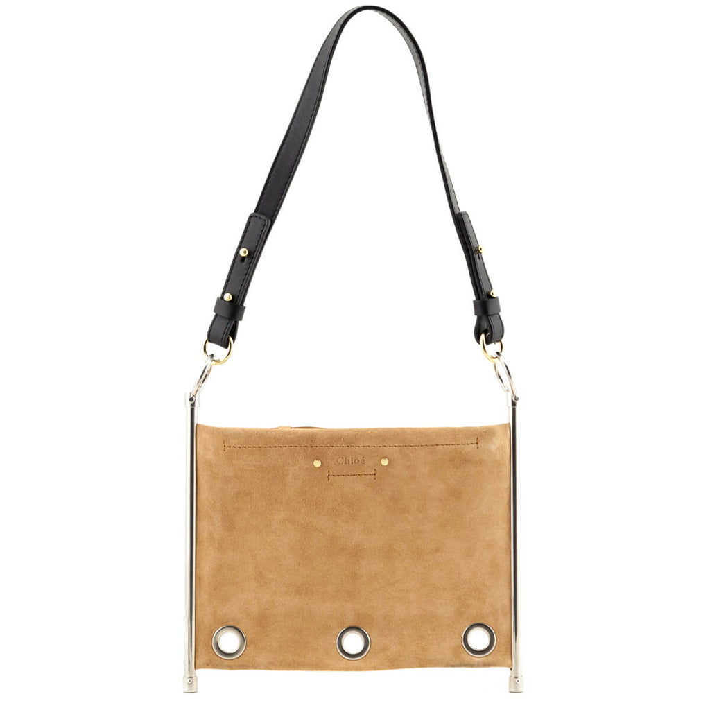 Chloe Blushy Pink Two-Tone Suede & Leather Roy Convertible Shoulder Bag