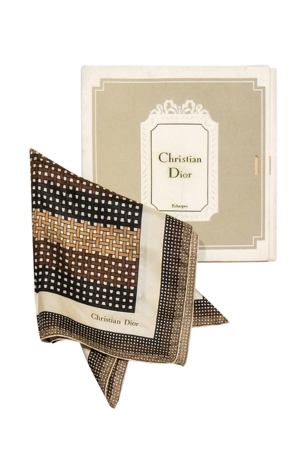 Christian Dior - Beige & Brown Woven Print Scarf