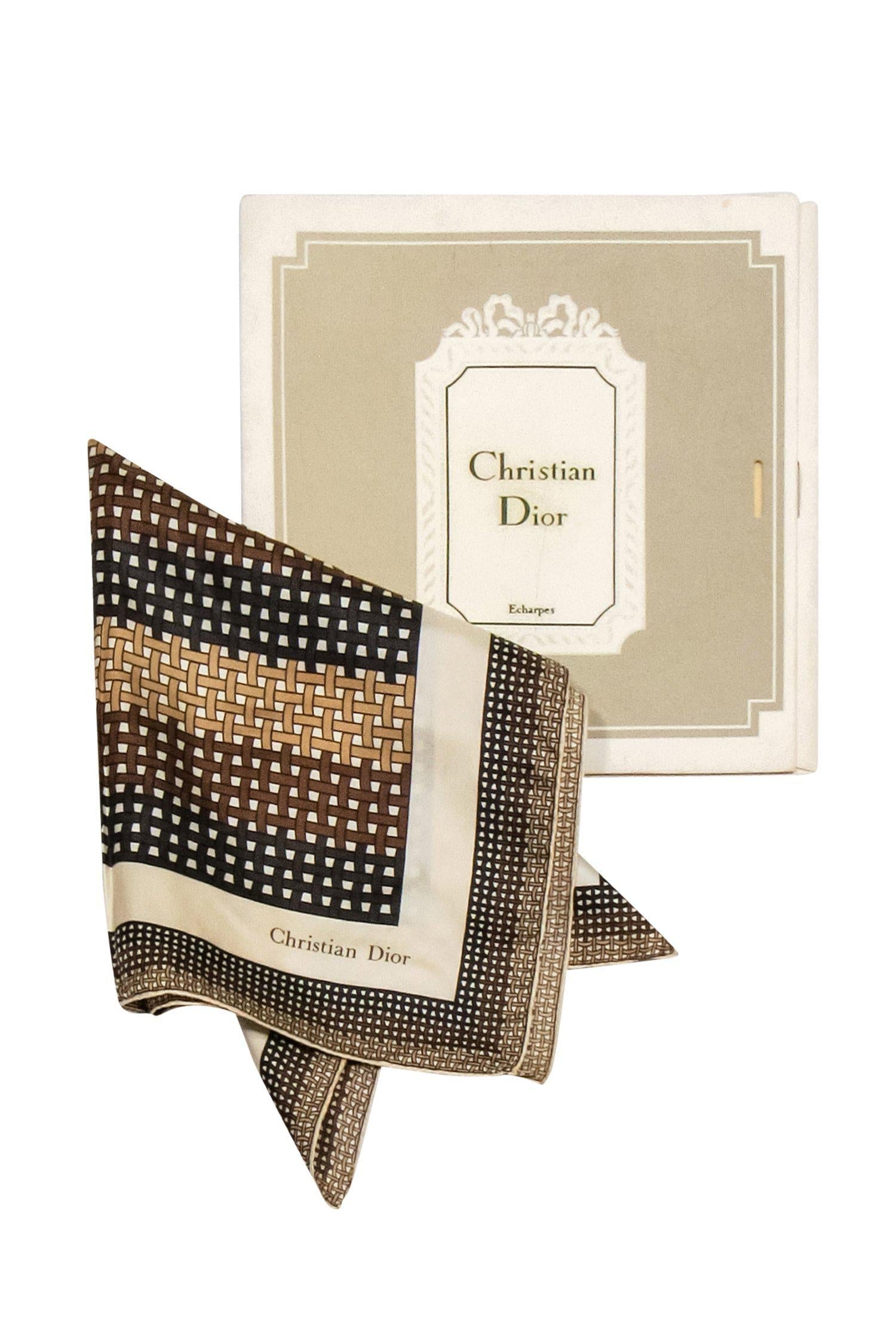 Christian Dior - Beige & Brown Woven Print Scarf