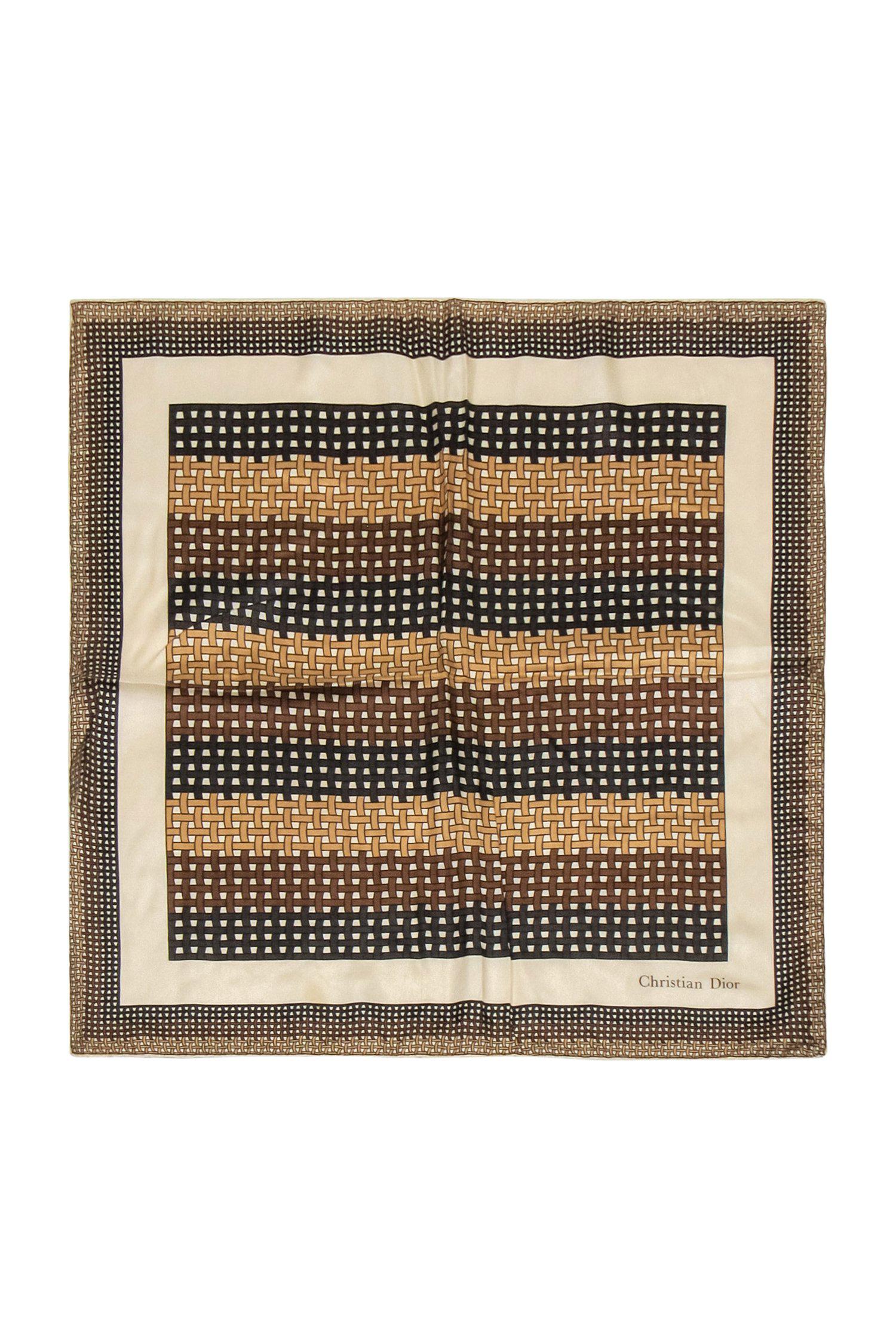 Christian Dior - Beige & Brown Woven Print Scarf