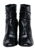 Christian Dior - Black Leather Heeled Ankle Booties w/ Stitching Details Sz 6.5