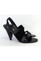 Christian Dior - Black Patent Leather & Suede Sandal Heels Sz 11