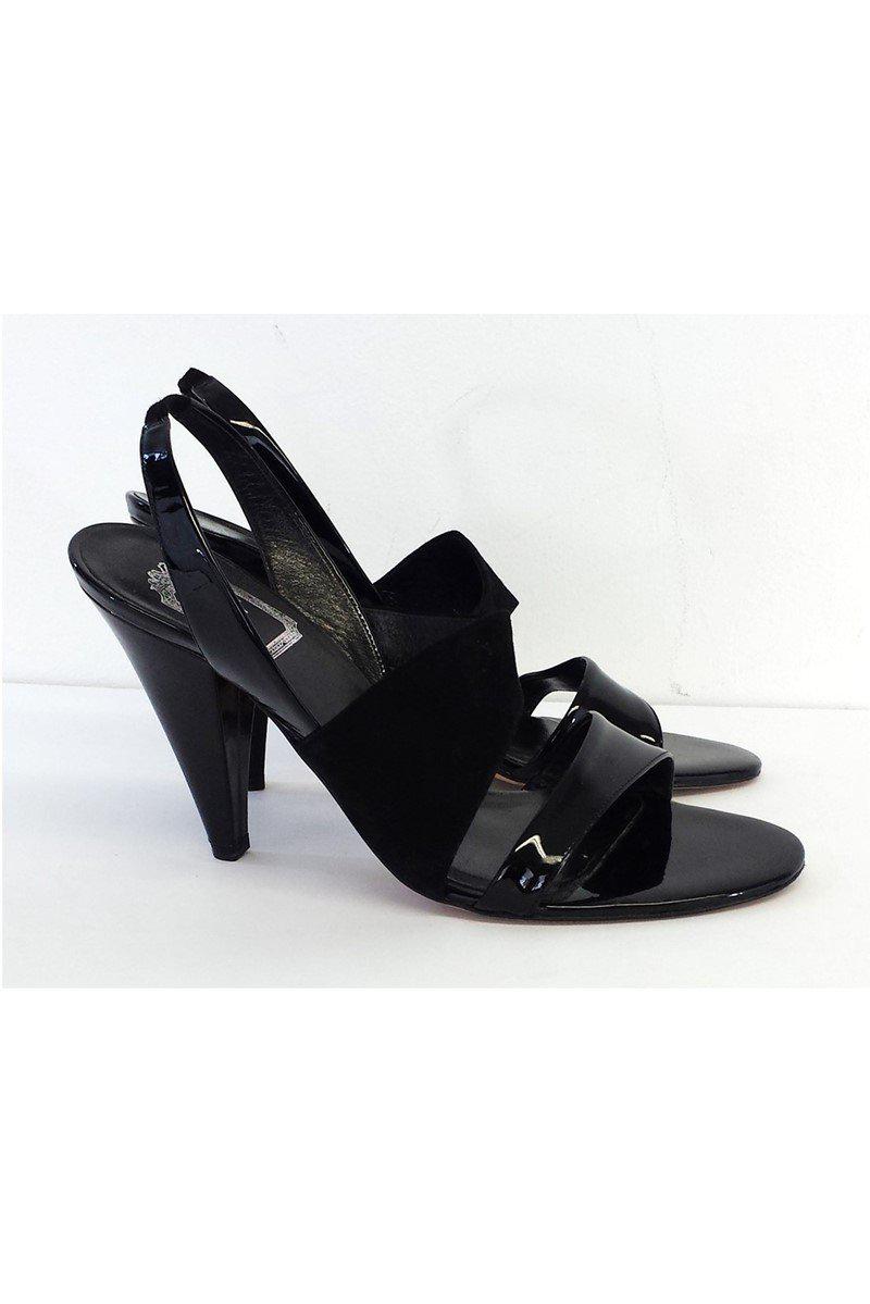 Christian Dior - Black Patent Leather & Suede Sandal Heels Sz 11