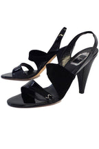 Christian Dior - Black Patent Leather & Suede Sandal Heels Sz 11