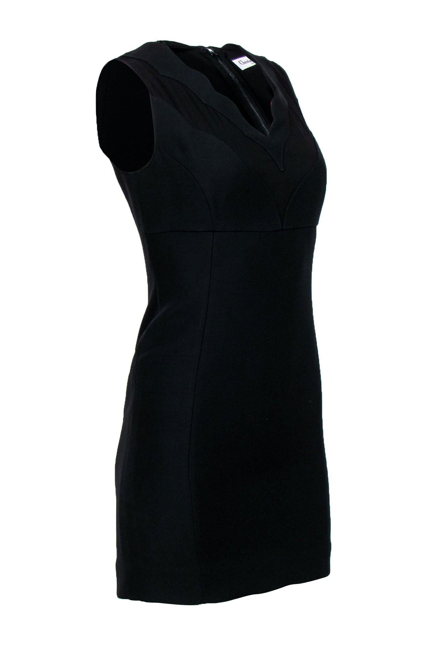 Christian Dior - Black Scalloped Neckline Sheath Dress Sz 6