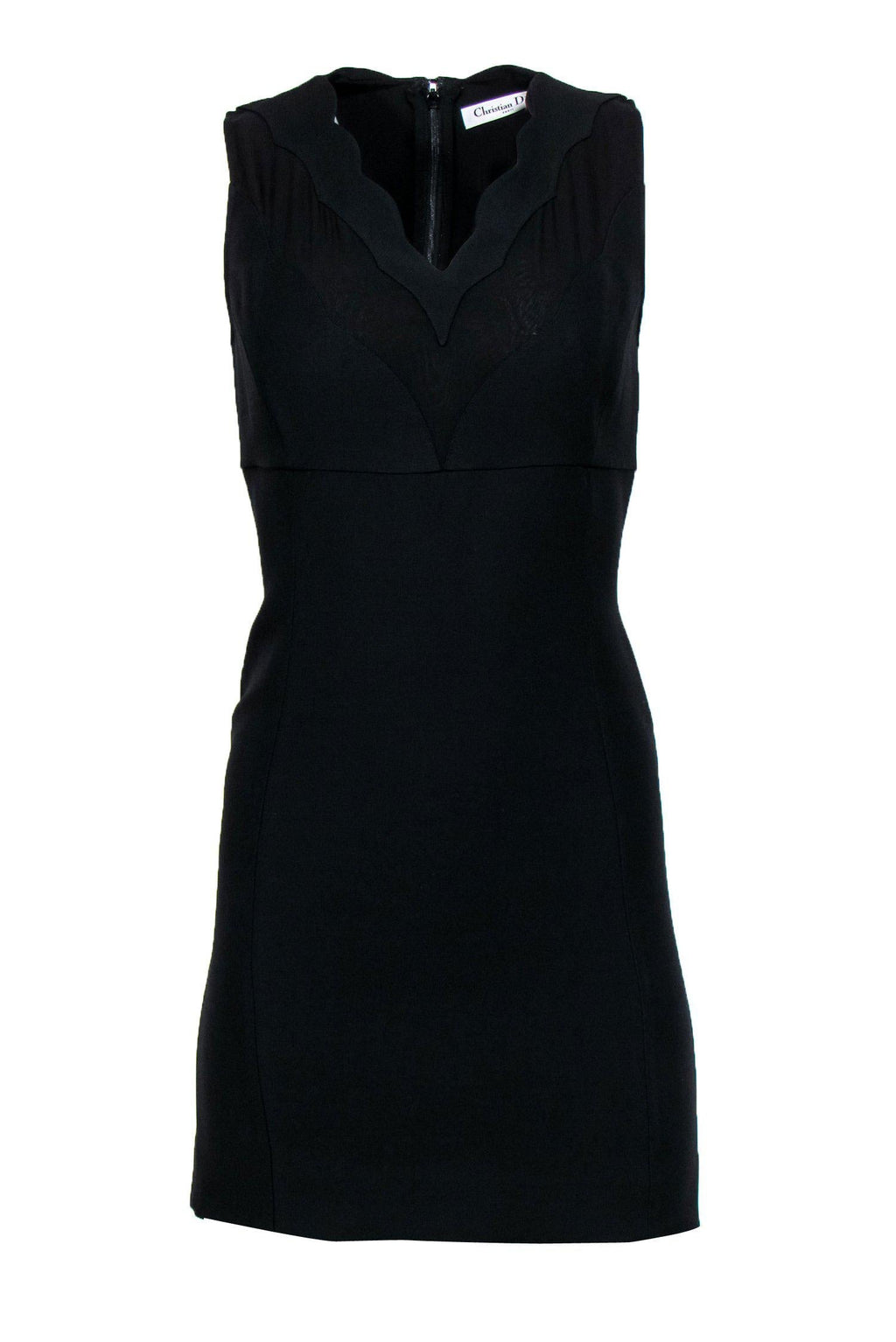 Christian Dior - Black Scalloped Neckline Sheath Dress Sz 6