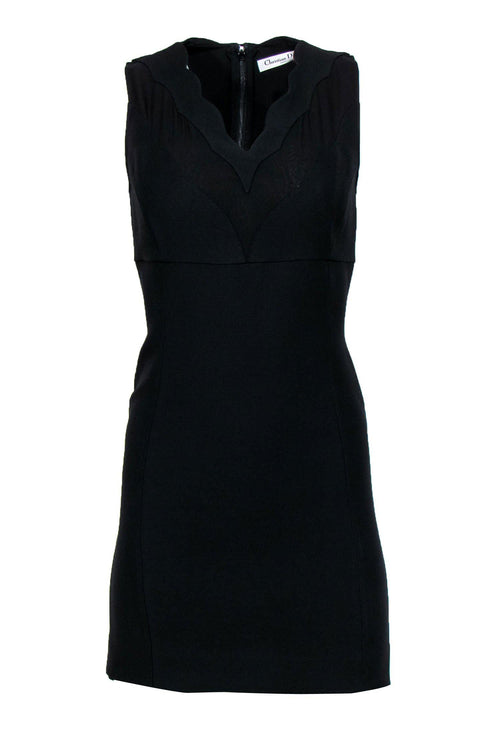 Christian Dior - Black Scalloped Neckline Sheath Dress Sz 6