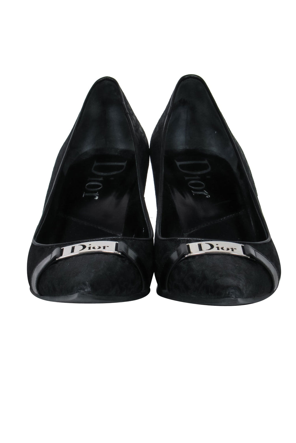 Christian Dior - Black Signature Logo Canvas Pumps w/ Silver Dior Plate Sz 9
