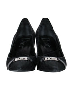 Christian Dior - Black Signature Logo Canvas Pumps w/ Silver Dior Plate Sz 9