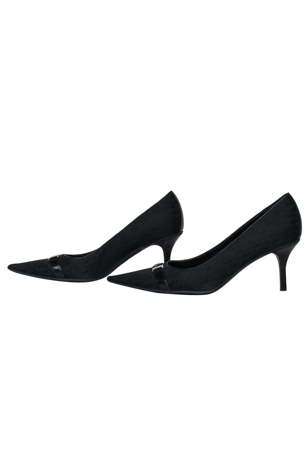 Christian Dior - Black Signature Logo Canvas Pumps w/ Silver Dior Plate Sz 9