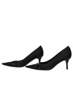 Christian Dior - Black Signature Logo Canvas Pumps w/ Silver Dior Plate Sz 9