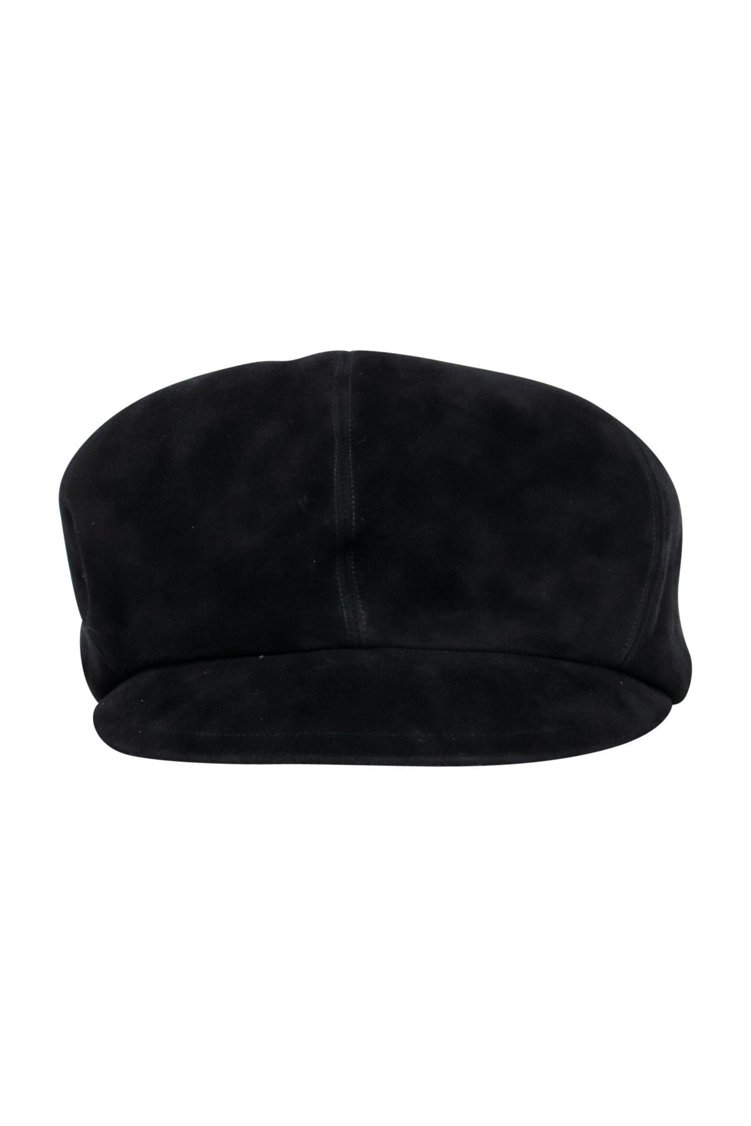 Christian Dior - Black Suede Newspaper Cap Hat Sz