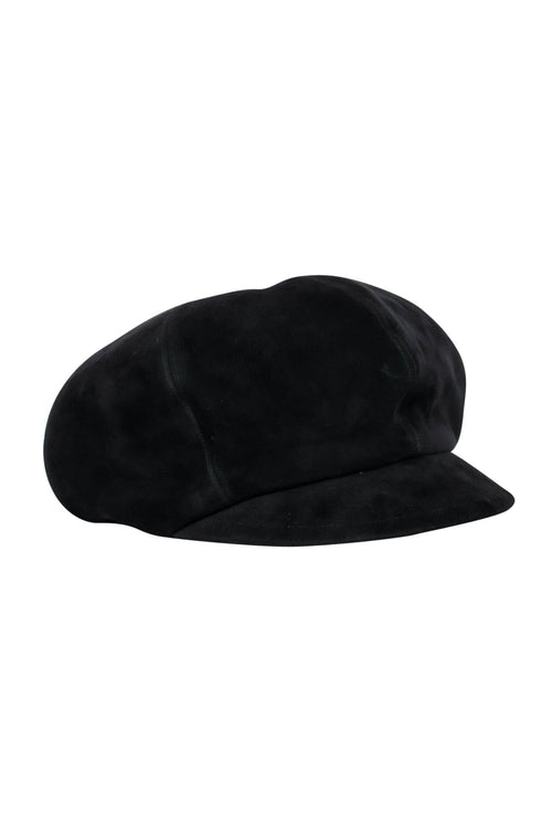Christian Dior - Black Suede Newspaper Cap Hat Sz