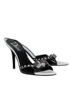 Christian Dior - Black & White Patent Leather Open Toe Pumps w/ Dice Design Sz 11