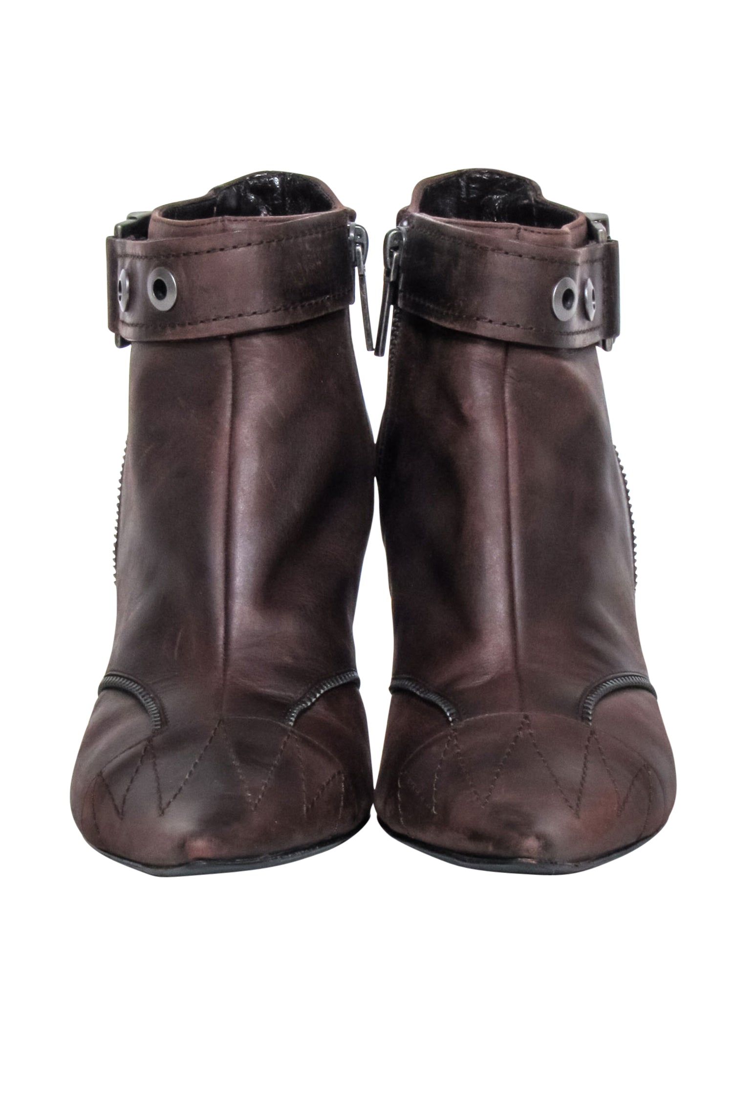 Christian Dior - Brown Zipper Detail Shor Boots Sz 7