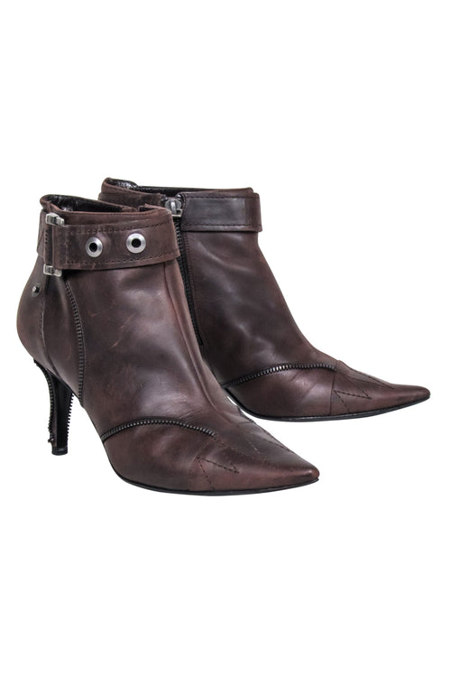 Christian Dior - Brown Zipper Detail Shor Boots Sz 7