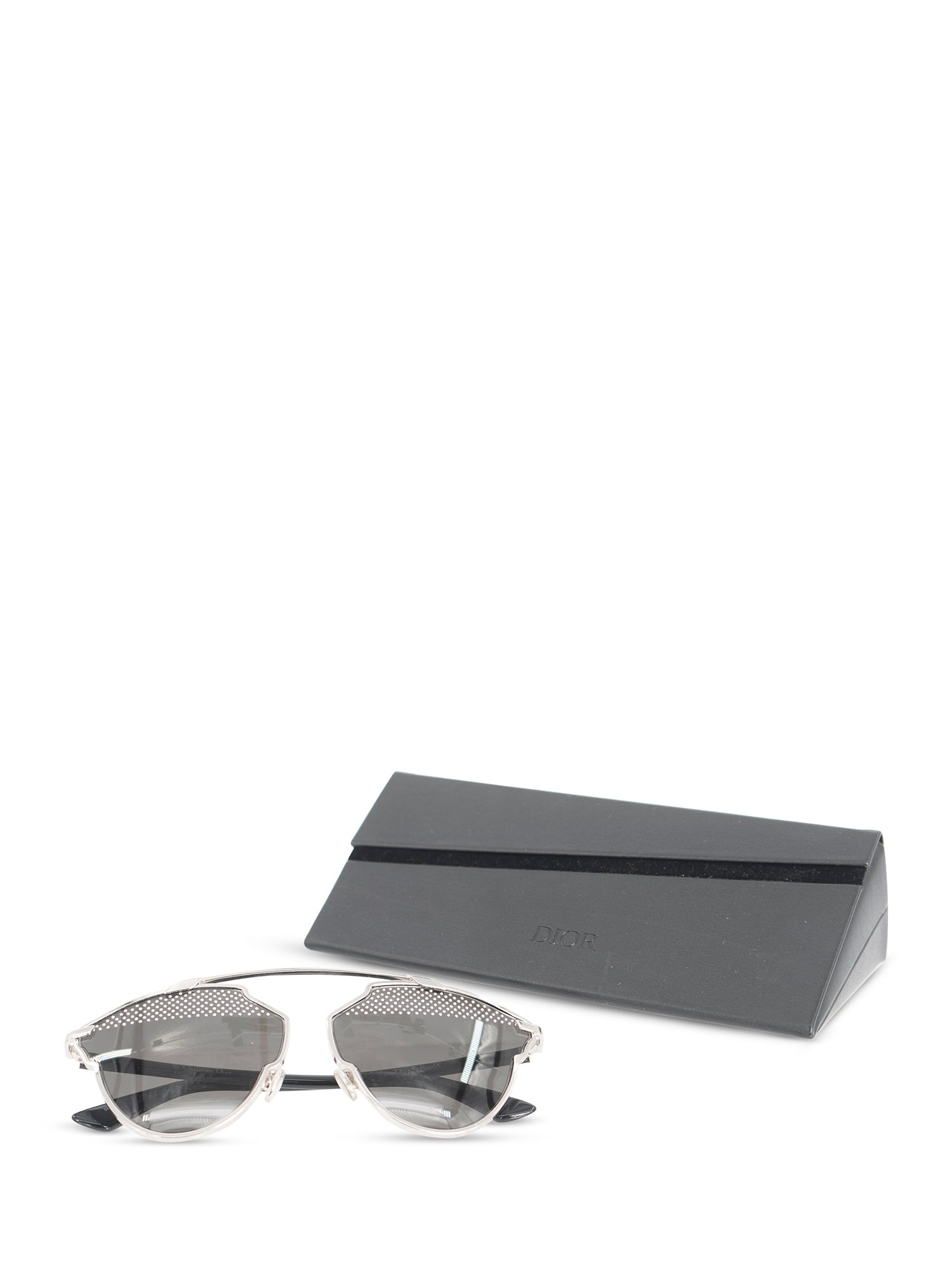Christian Dior "Dior So Real S" Cat Eye Sunglasses Silver Black
