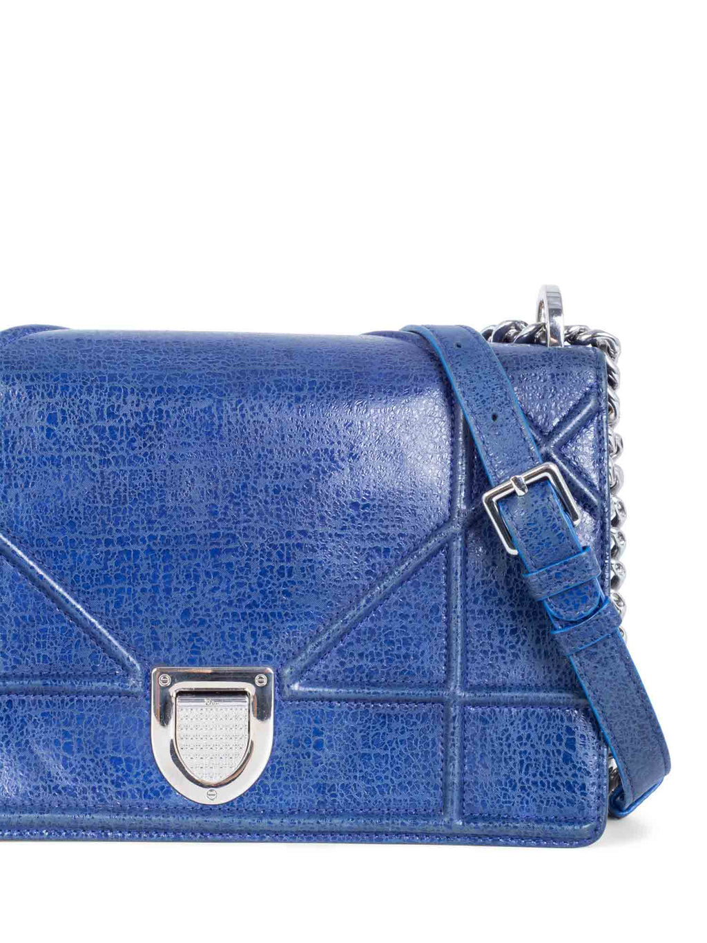 Christian Dior Embossed Leather Diorama Messenger Bag Blue