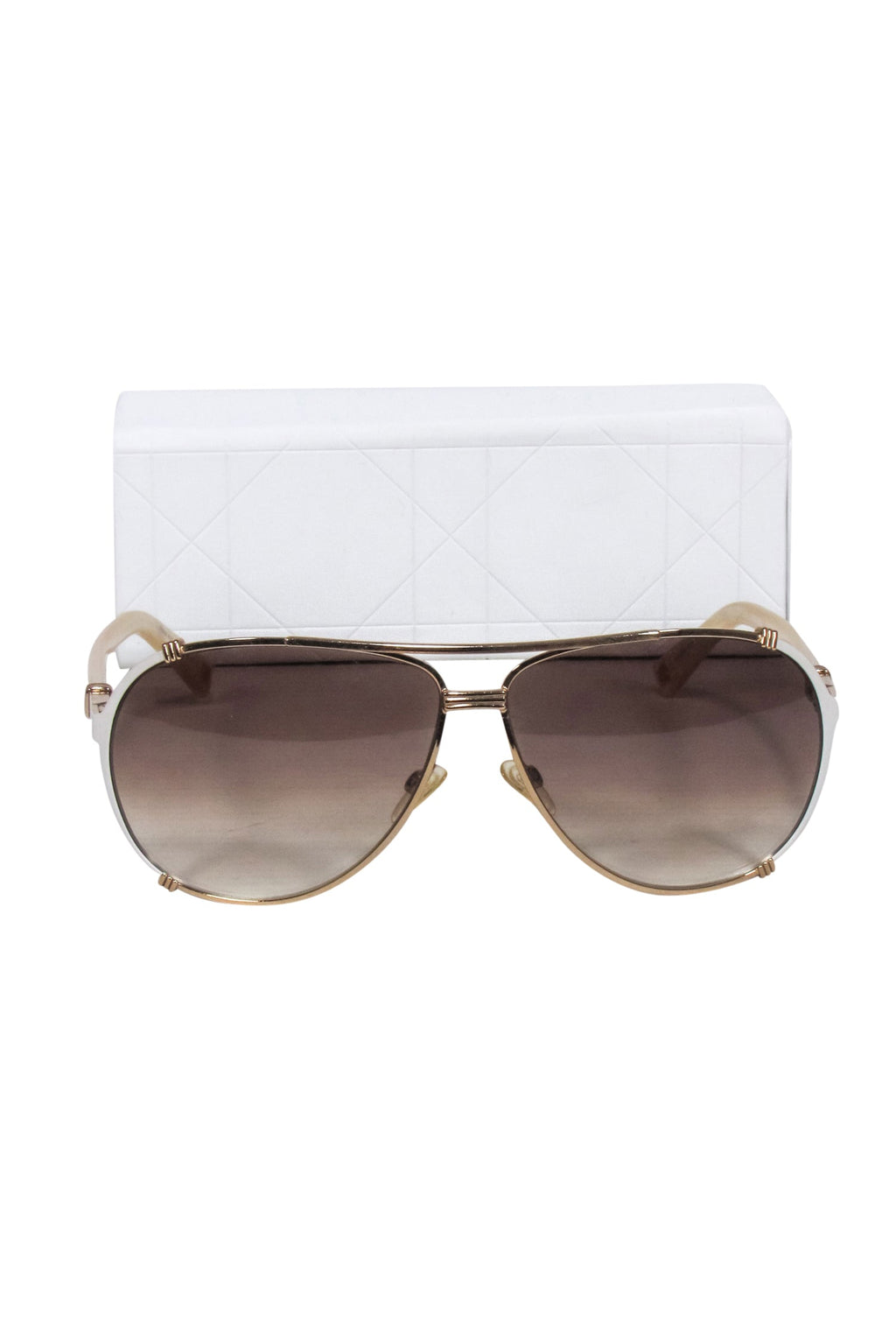 Christian Dior - Gold Aviator Sunglasses w/ Brown Lenses