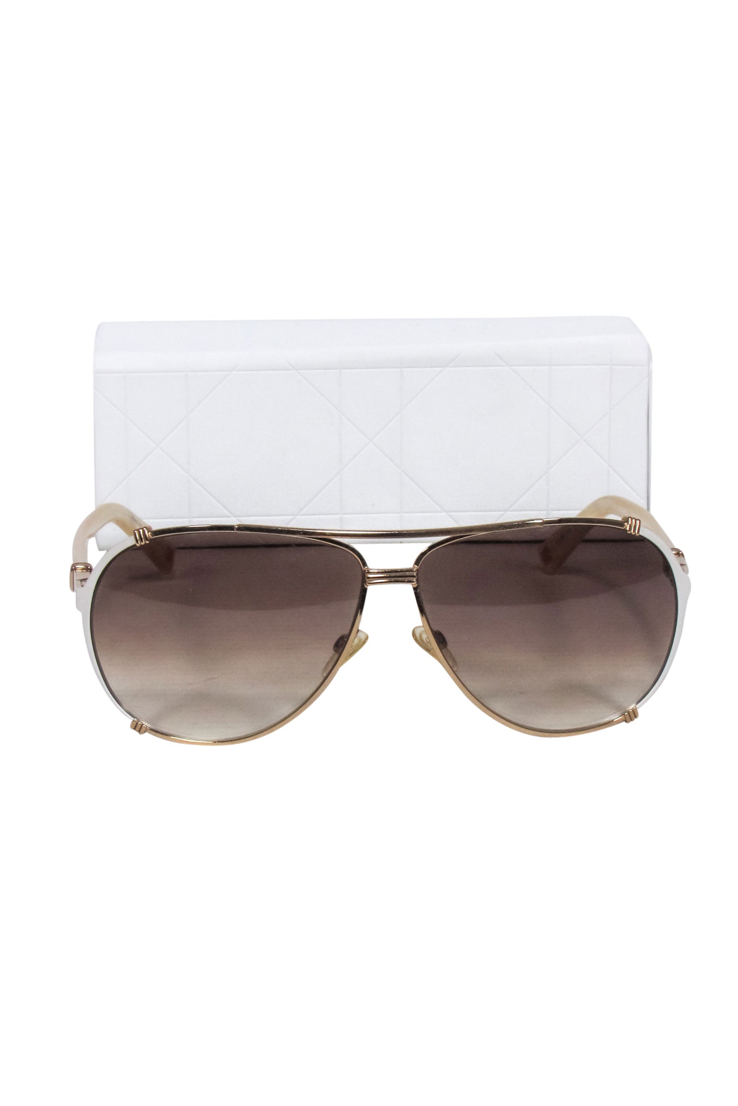 Christian Dior - Gold Aviator Sunglasses w/ Brown Lenses