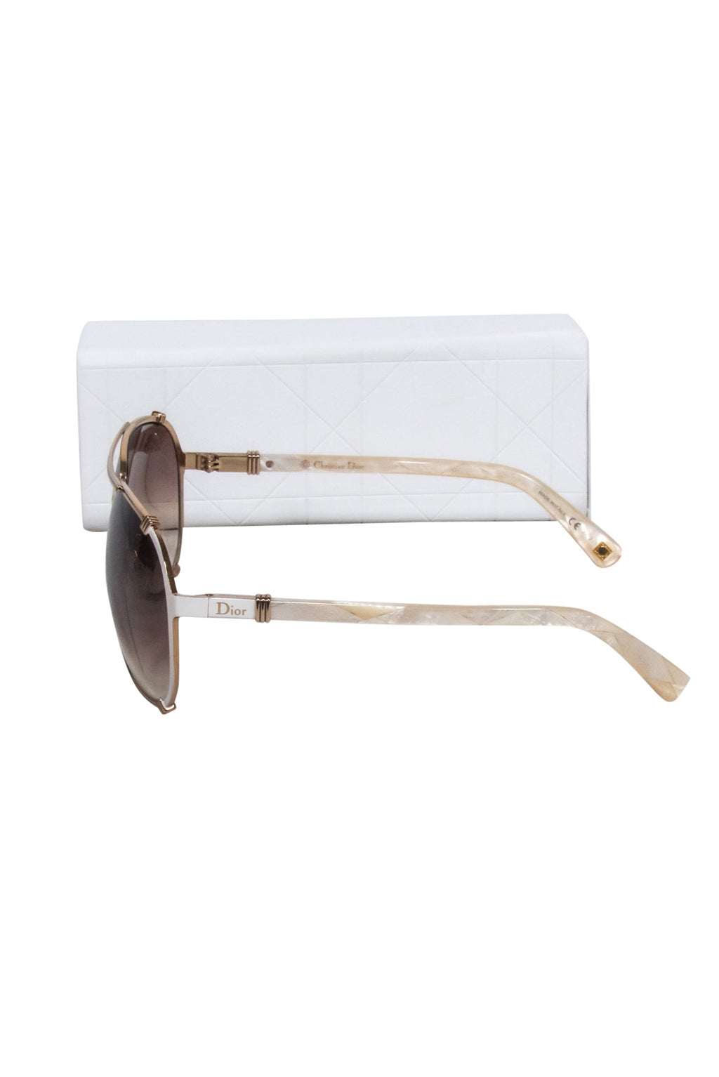 Christian Dior - Gold Aviator Sunglasses w/ Brown Lenses