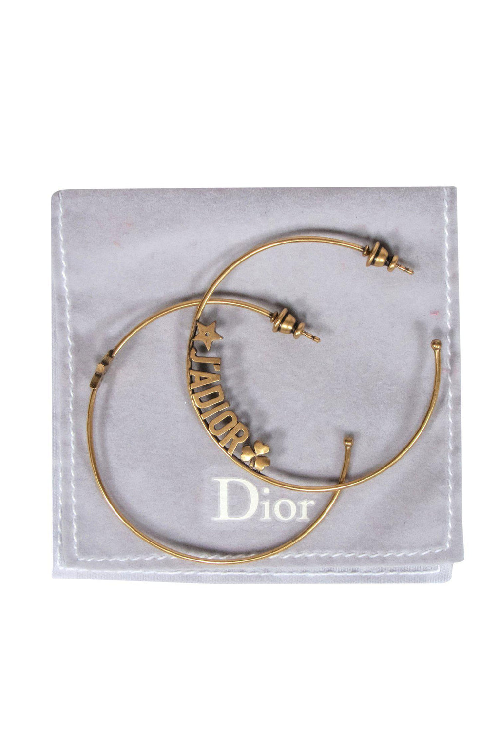 Christian Dior - Gold Open Hoop "J'ADIOR" Earrings