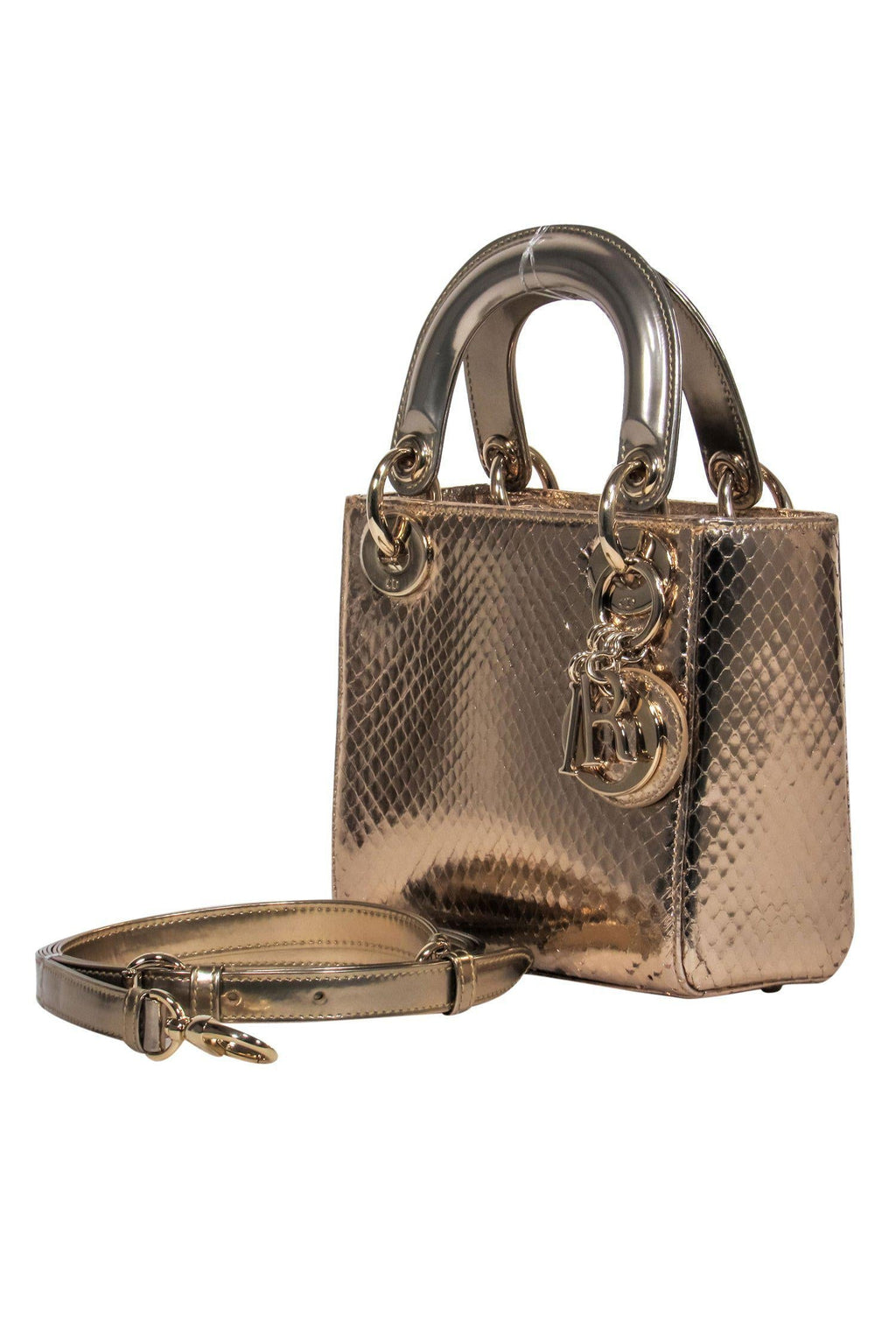 Christian Dior - Gold Snakeskin "Lady Dior" Convertible Crossbody