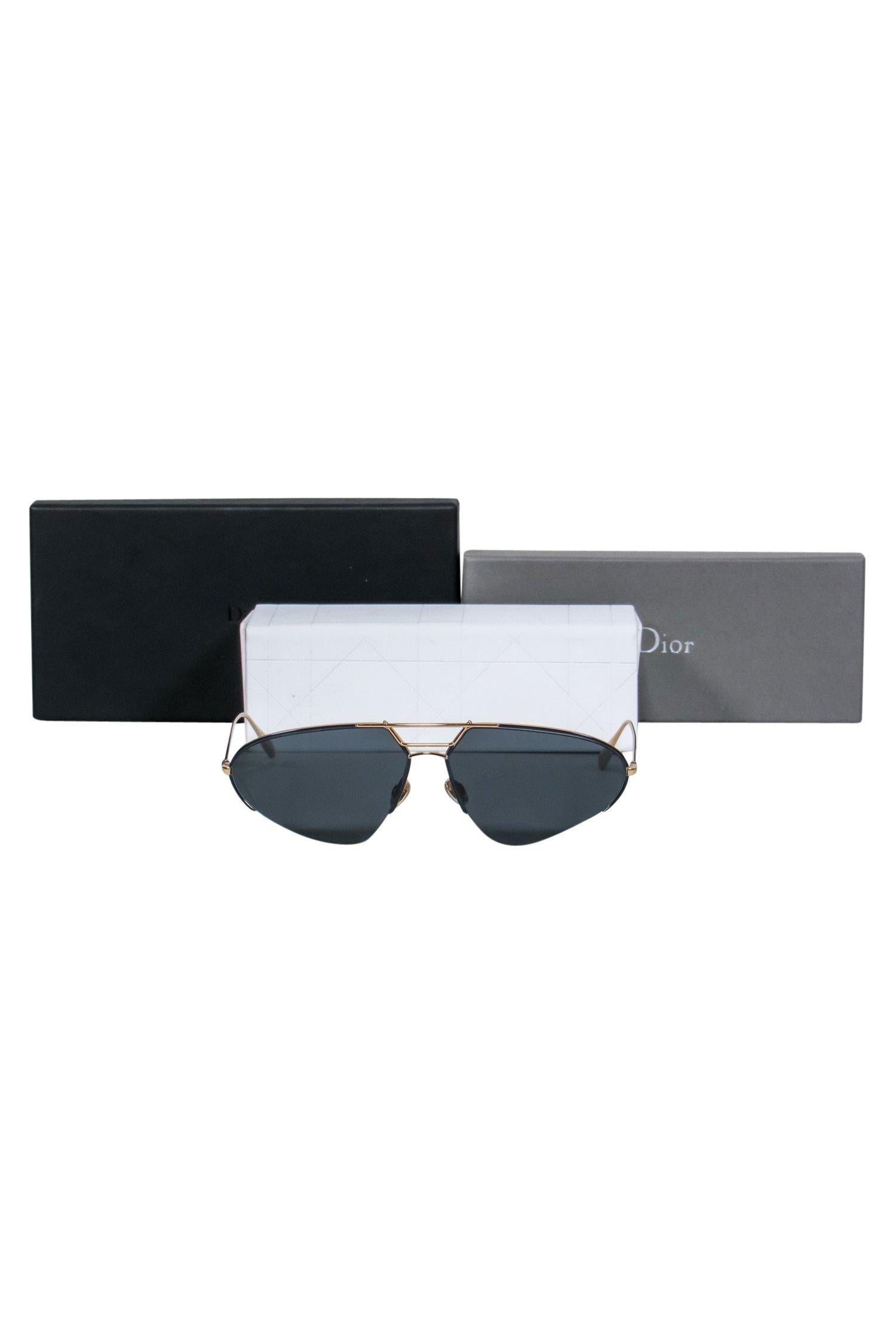 Christian Dior - Gold Thin Teardrop-Style Sunglasses w/ Cutouts