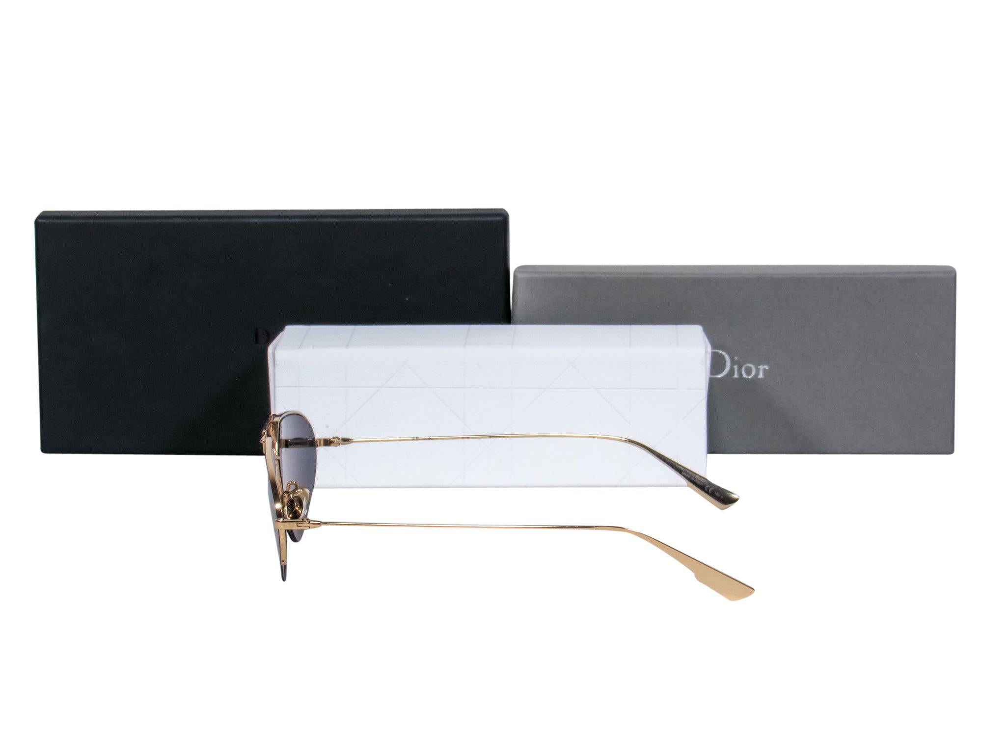 Christian Dior - Gold Thin Teardrop-Style Sunglasses w/ Cutouts
