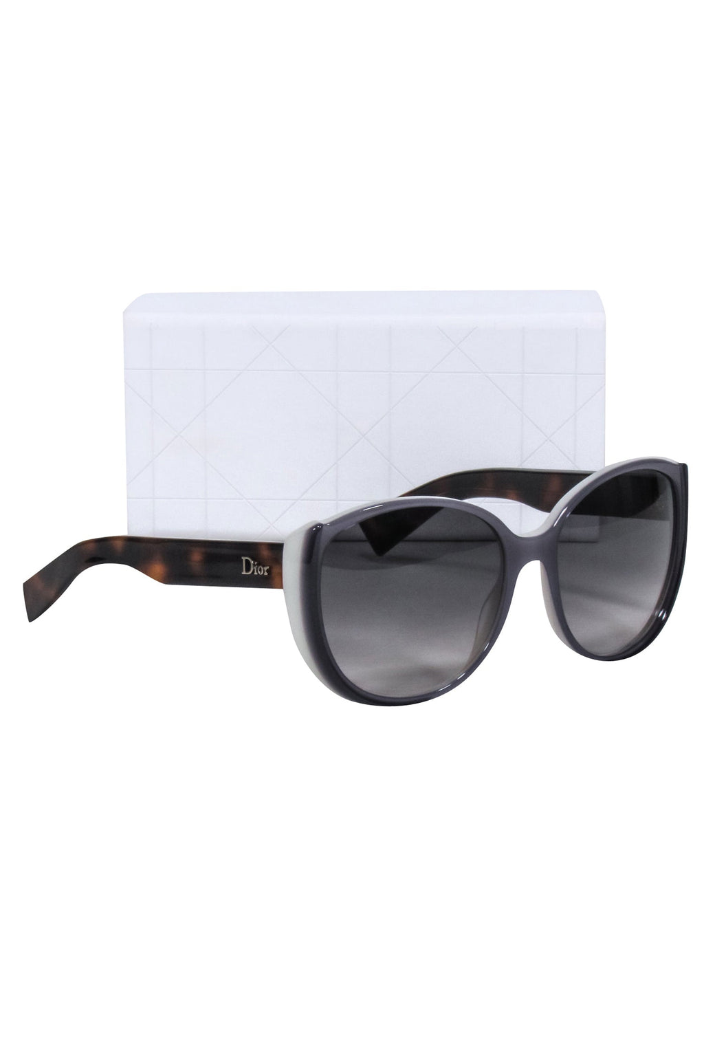 Christian Dior - Grey Large Round Sunglasses w/ Tortoise Legs