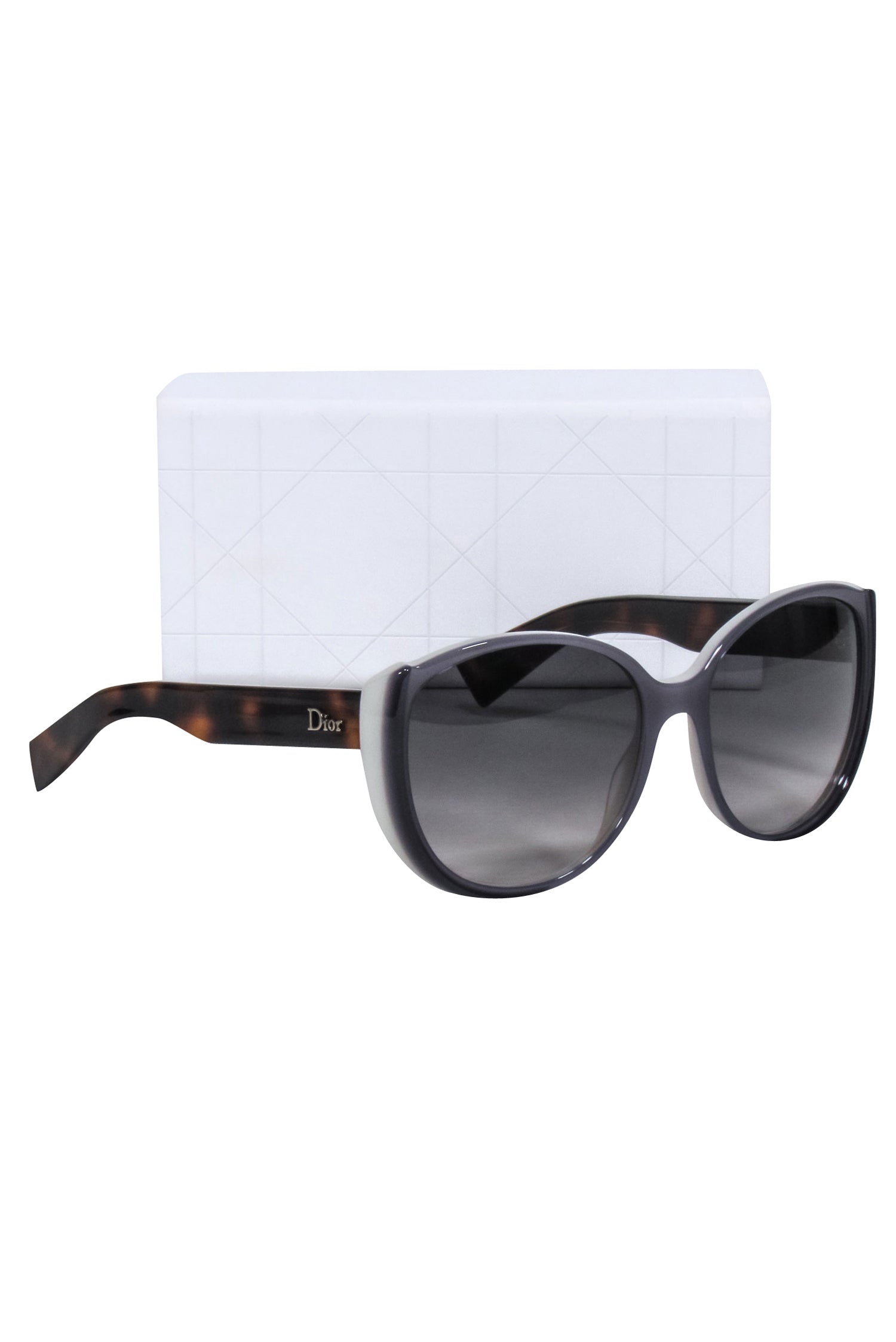 Christian Dior - Grey Large Round Sunglasses w/ Tortoise Legs
