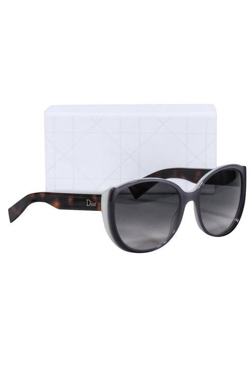 Christian Dior - Grey Large Round Sunglasses w/ Tortoise Legs