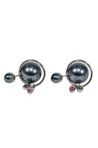 Christian Dior - Gunmetal & Silver "Tribales" Stud Earrings w/ Dangle Gems