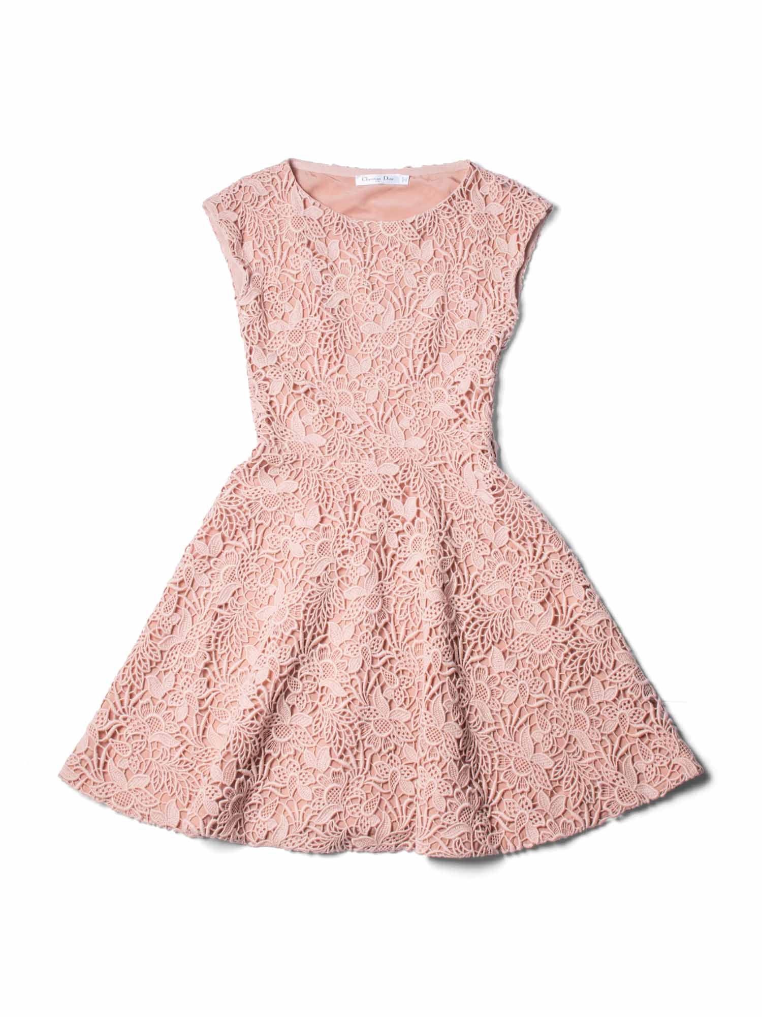 Christian Dior Lace A Line Midi Dress Blush Pink