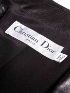 Christian Dior Lambskin Leather Peplum Belted Short Sleeve Jacket Black