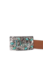 Christian Dior Leather Belt Turquoise Brown