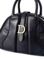Christian Dior Leather Logo Double Saddle Mini Bag Black