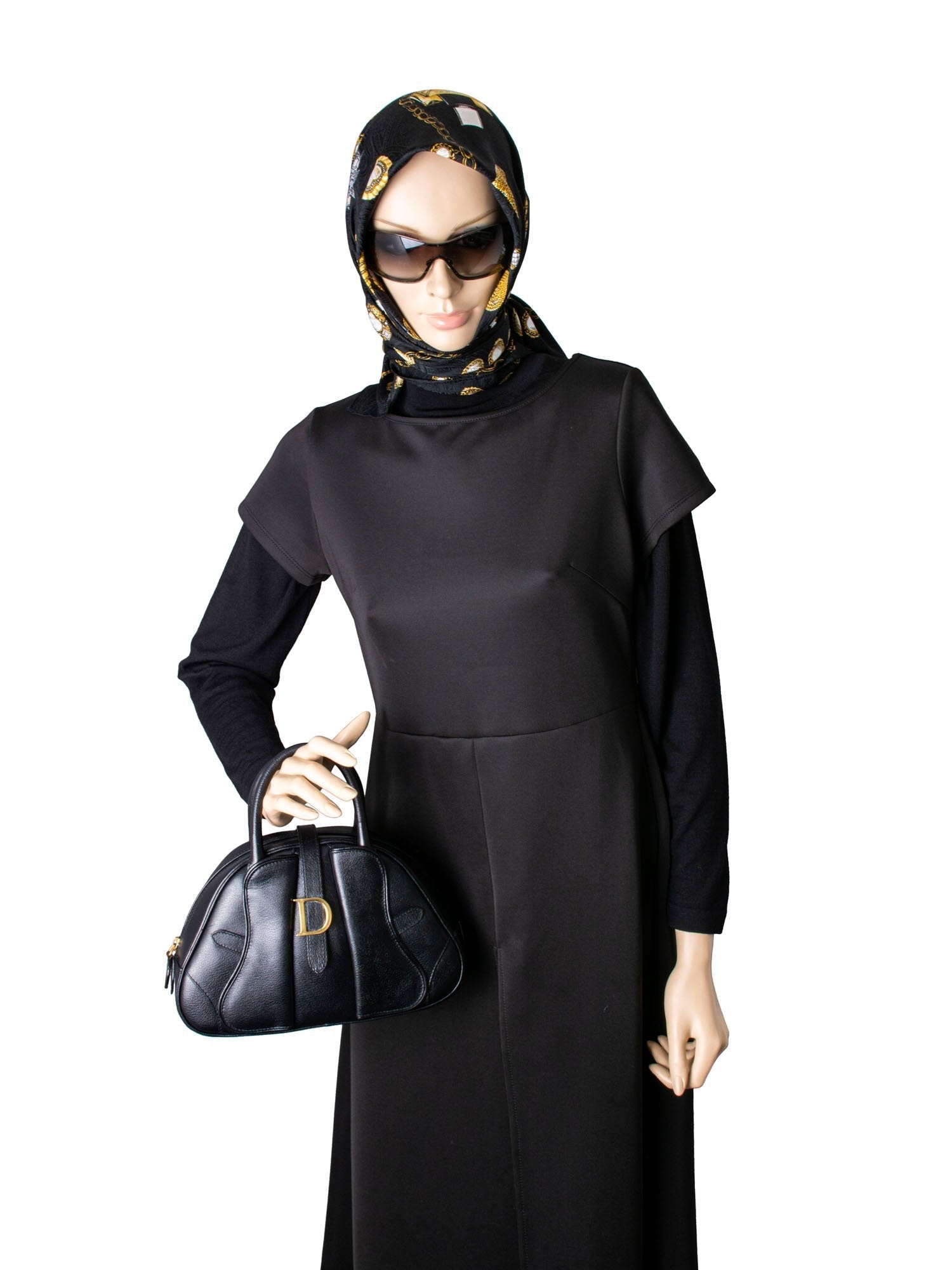 Christian Dior Leather Logo Double Saddle Mini Bag Black
