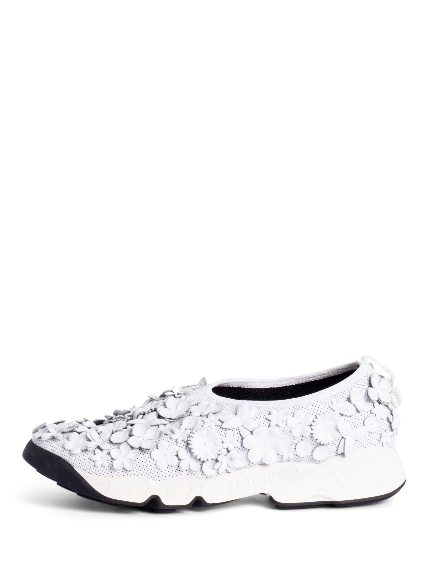 Christian Dior Leather Perforated Floral Fusion Sneakers White