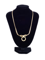 Christian Dior Logo Crystal Hoop Pendant Necklace Gold