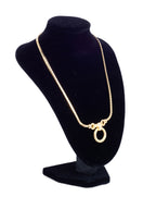 Christian Dior Logo Crystal Hoop Pendant Necklace Gold