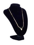 Christian Dior Logo Crystal Large Chevron Pendant Necklace Gold Black