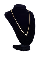 Christian Dior Logo Crystal Small Chevron Pendant Necklace Gold