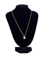 Christian Dior Logo Crystal Solitaire Stone Raindrop Necklace Gold