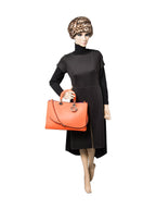 Christian Dior Logo Leather Lady Dior Tote Orange